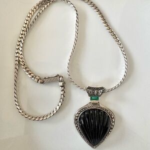 Art Deco Necklace in 925 Sterling with onyx pendant
